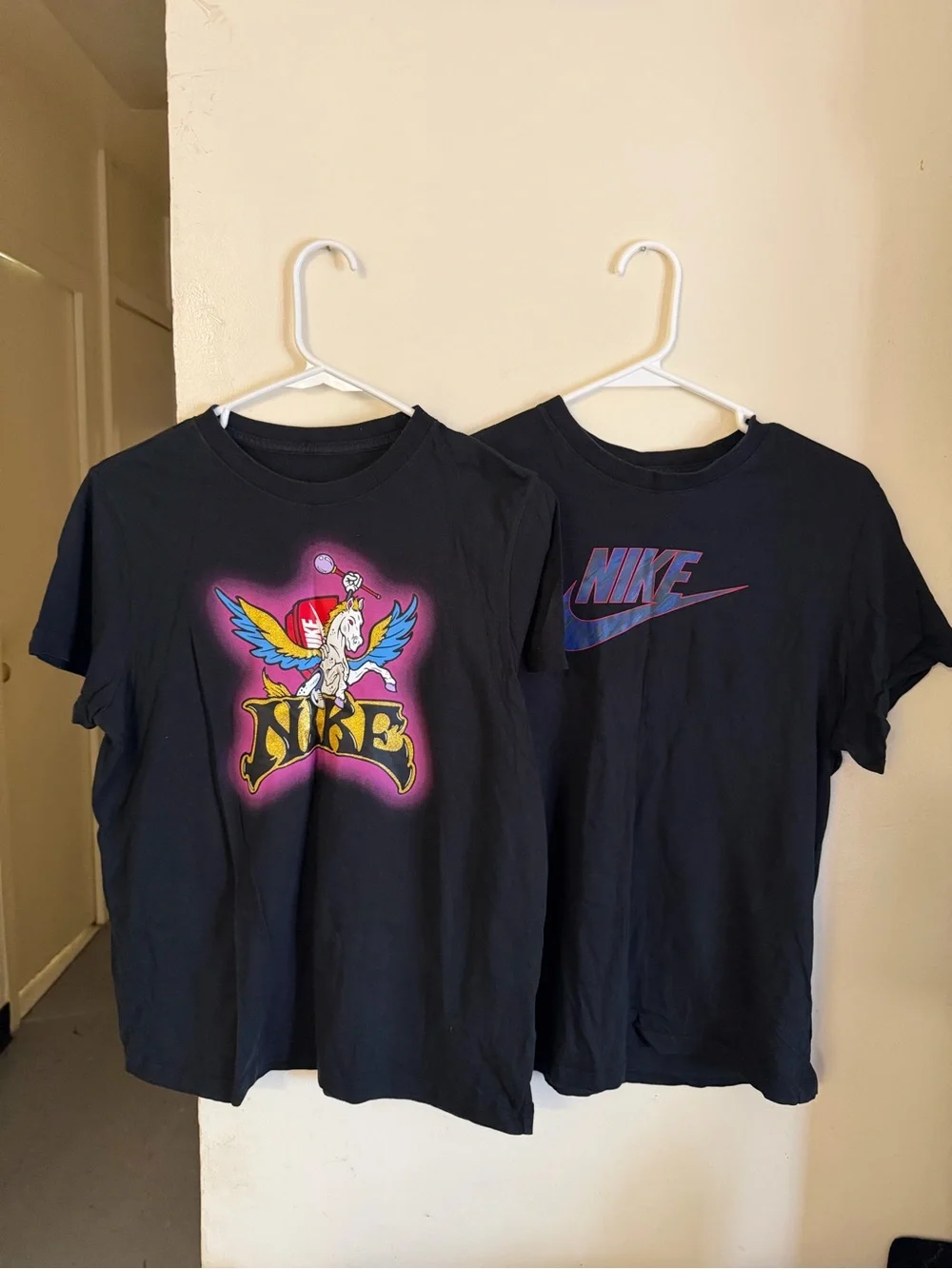 Nike Black Kids' Short Sleeve Tee with Neon Pegasus Graphic